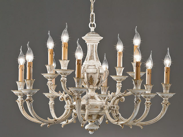 WINDSOR 888/8+4-091 - Antique white and gold chandelier by Possoni Illuminazione - view 3